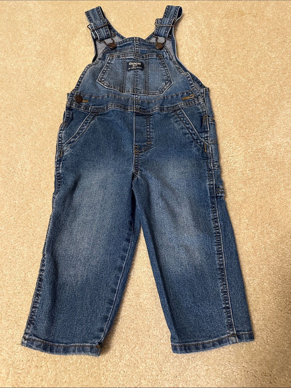 OshKosh B'gosh Classic Blue Denim Overalls size 2T